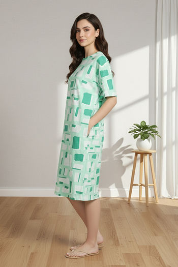 Buy Zivame 2 Mile Fashion Knit Cotton Loungewear Dress - Brook Green